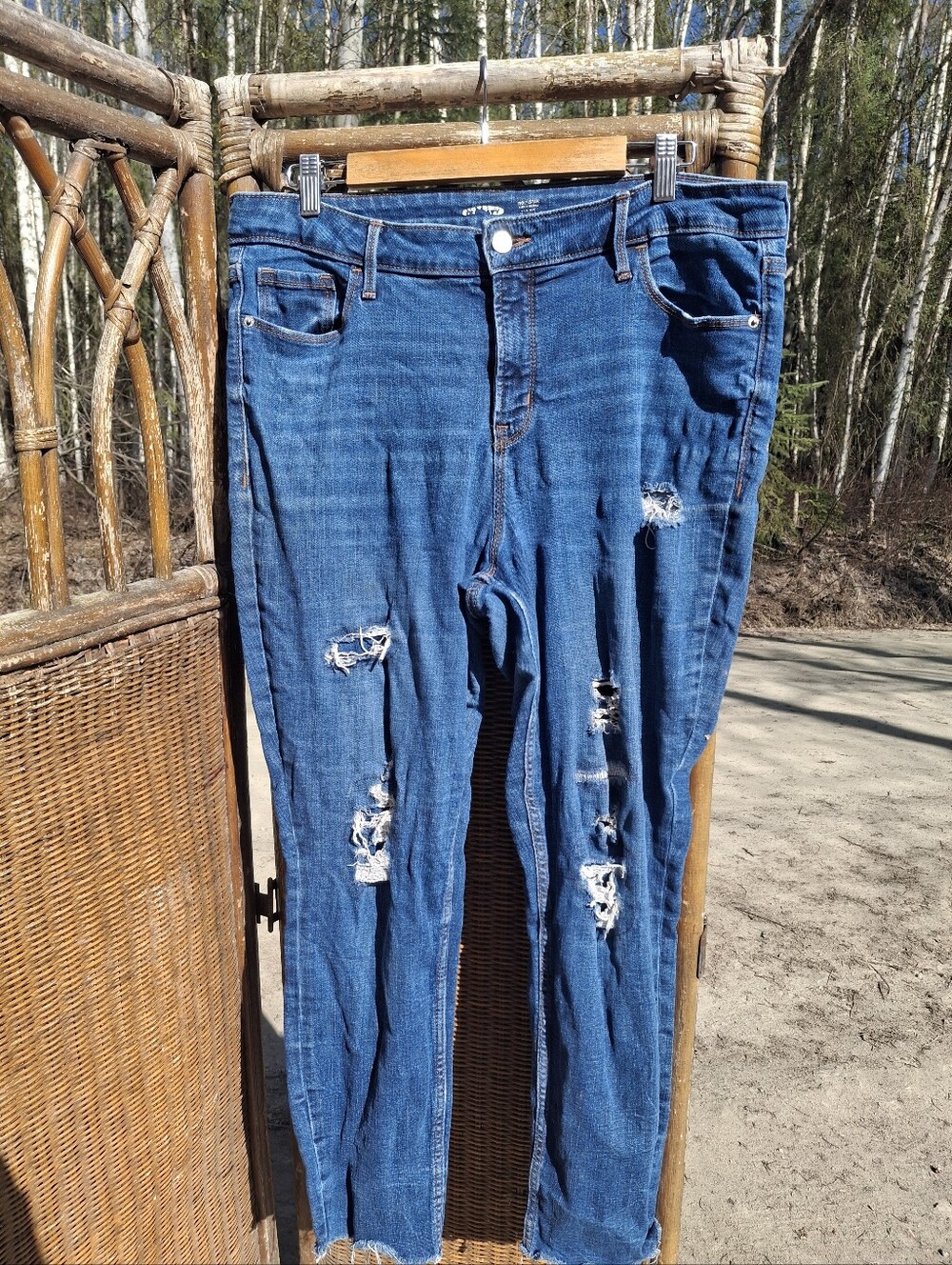 Old Navy Blue Skinny Ripped Jeans